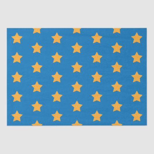 Gele sterren Geometric Starry Blue Pattern Tissuepapier (Voorkant)