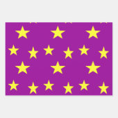 Gele sterren op paars inpakpapier vel (Voorkant)