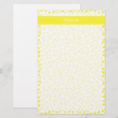 Gele sterren Witte BG, Gele naam Monogram Briefpapier (Voorkant / Achterkant)
