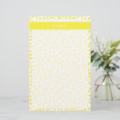 Gele sterren Witte BG, Gele naam Monogram Briefpapier (Staand voorkant)