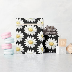 Gele Stip-Madeliefjes Cadeaupapier