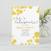 Gele Stippen Bubbles Laten we Feest Vieren Kaart (Staand voorkant)