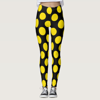 Gele stippenleggings op zwarte ondergrond leggings