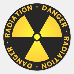 Gele stralingswaarschuwing ronde sticker