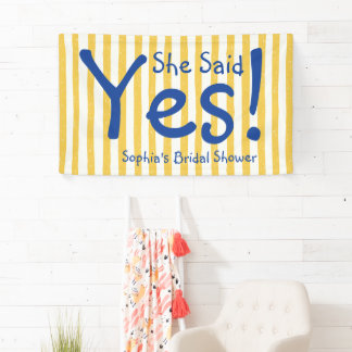 Gele Streep Vet Blauwe Ze Heeft Ja Bruidsfeest Spandoek