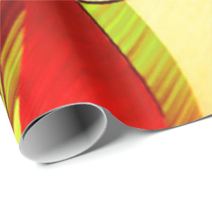 gele strepen op rode achtergrond cadeaupapier