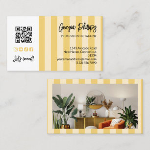 Gele Strepen QR Code Foto Sociale Media Iconen Visitekaartje
