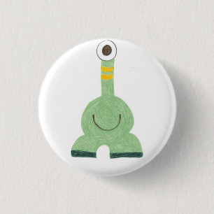 Gele strepen ronde button 3,2 cm