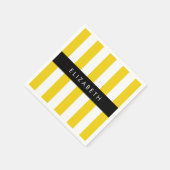 Gele strepen, streeppatroon, lijnen, Jouw naam Servet (Hoek)