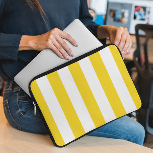 Gele strepen, witte strepen, gestreept patroon laptop sleeve