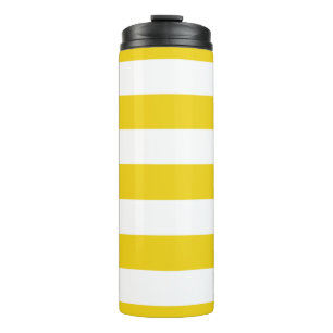 Gele strepen, witte strepen, gestreept patroon thermosbeker