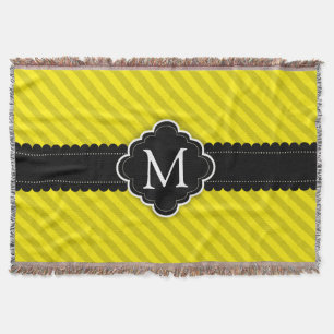 Gele strepenpatroon Zwart op maat gemaakt monogram Deken