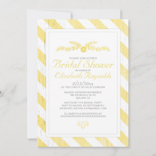 Gele Stripes Bridal Shower-uitnodigingen Kaart