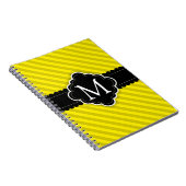 Gele Stripes Pattern Black, aangepast monogram Notitieboek (Rechterzijde)
