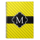 Gele Stripes Pattern Black, aangepast monogram Notitieboek (Voorkant)