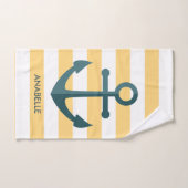 Gele strips en blauwe anker bad handdoek (Handdoek)