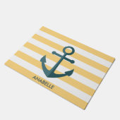 Gele strips en blauwe anker deurmat (Schuin)