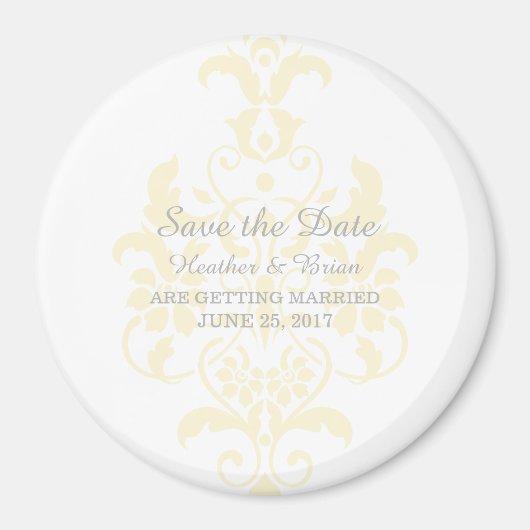 Gele subtle Damask sparen de Magnet van de Datum Magneet (Voorkant)