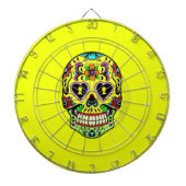 Gele Suikerschedel (Dag van de Doden) Dartboard Dartbord (Voorkant)
