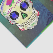 Gele Suikerschedel met Paars Roos Tissuepapier (Detail)