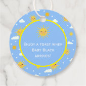 Gele Sun Pop het als ze Baby shower Pop Bedankjes Labels (Achterkant)