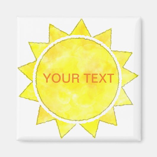 Gele Sun Waterverf aangepaste tekst Magneet (Voorkant)