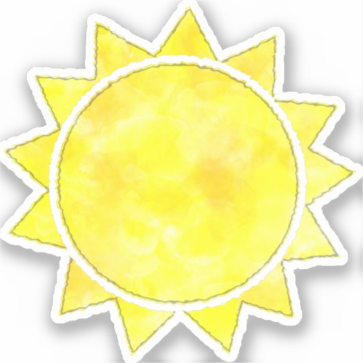 Gele Sun-Waterverf Sticker (Voorkant)