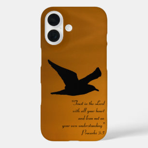 Gele Sunset Sky Bird in Flight Faith Bible Verse iPhone 16 Hoesje