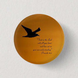 Gele Sunset Sky Bird in Flight Faith Bible Verse Ronde Button 3,2 Cm