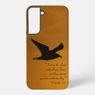 Gele Sunset Sky Bird in Flight Faith Bible Verse Samsung Galaxy Hoesje