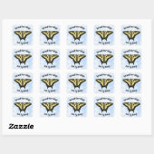 Gele Swallowtail Butterfly Blue Sky Gepersonalisee Vierkante Sticker (Vel)