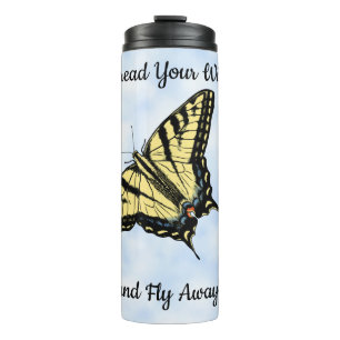 Gele Swallowtail Butterfly Clouds gepersonaliseerd Thermosbeker