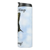 Gele Swallowtail Butterfly Clouds gepersonaliseerd Thermosbeker (Geroteerd rechts)