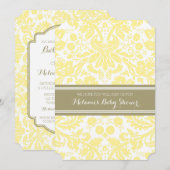 Gele Tan Damask Custom Baby Shower-uitnodigingen Kaart (Voorkant / Achterkant)