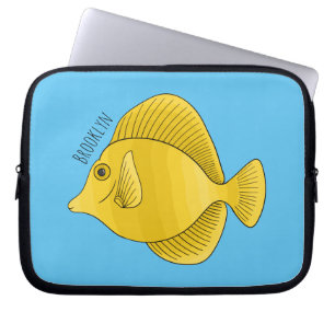 Gele tang vis cartoon illustratie laptop sleeve