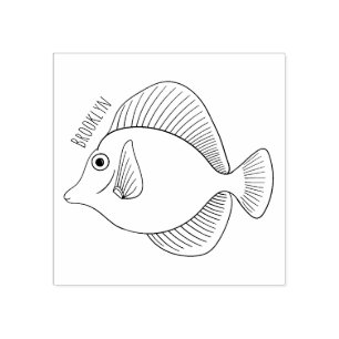 Gele tang vis cartoon illustratie 	rubberstempel