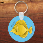 Gele tang vis cartoon illustratie sleutelhanger (Voorkant)