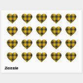 Gele tartan hart sticker (Vel)