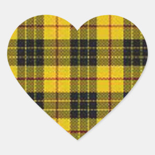 Gele tartan hart sticker