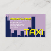 Gele TAXI blauwe cityskyline taxichauffeur cabdriv Visitekaartje (Achterkant)