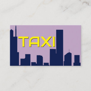 Gele TAXI blauwe cityskyline taxichauffeur cabdriv Visitekaartje