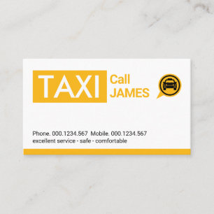 Gele Taxi Cab Auto Tab Visitekaartje