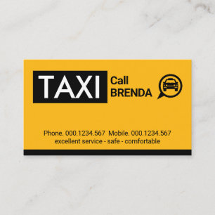 Gele Taxi Cab Auto Zwarte Tab Visitekaartje