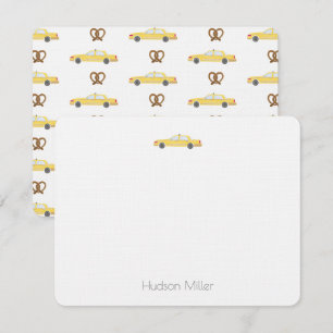 Gele Taxi Cab en Pretzel NYC Dank u Notitiekaartje