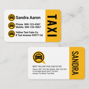 Gele Taxi Cab-pictogramlagen rijden Visitekaartje