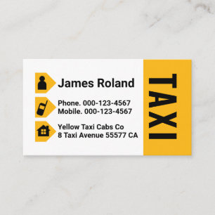 Gele Taxi Cab-pictogrammen rijden Visitekaartje