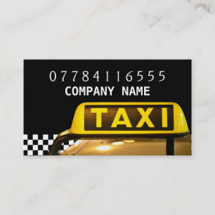 Gele taxi kan teken en strip visitekaartje
