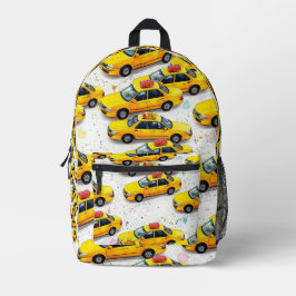 Gele Taxi Print Snijd Naaizak Bedrukte Rugzak