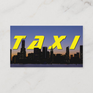 Gele TAXI stad skyline voor taxichauffeur cabdrive Visitekaartje