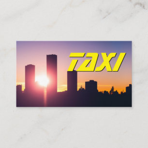Gele TAXI stad skyline zon taxichauffeur cabdriver Visitekaartje